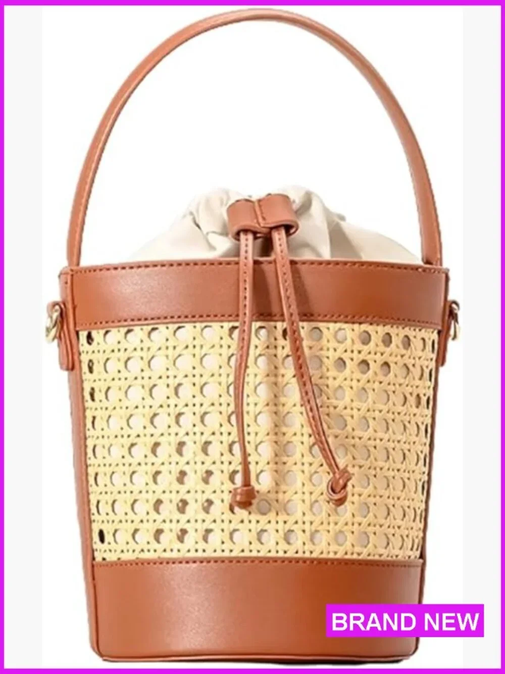 Straw Bucket Bag Drawstring Crossbody Purse Cute Hobo Beach Tote Shoulder Bag